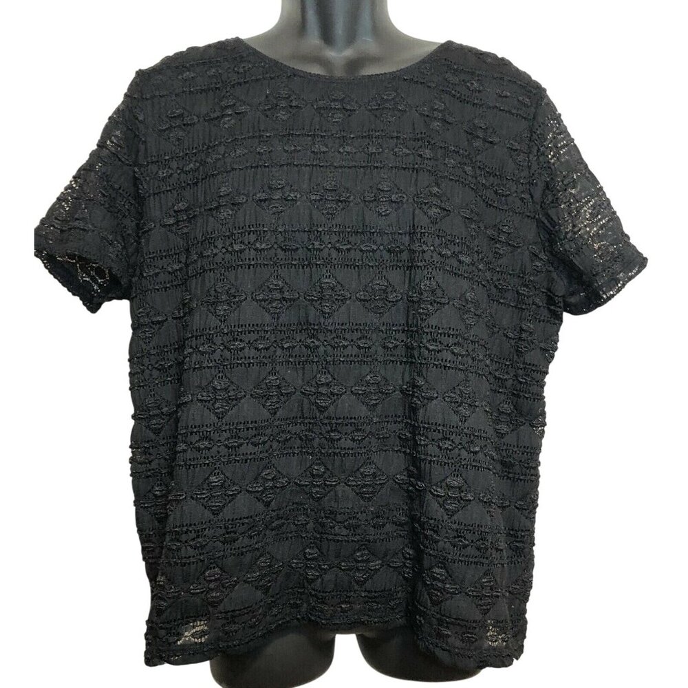 East 5th Women’s Size 1X Black Lined Short Sleeve Lace Shirt